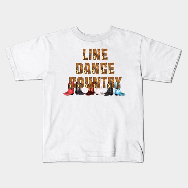 Country Line Dance Kids T-Shirt by teepossible